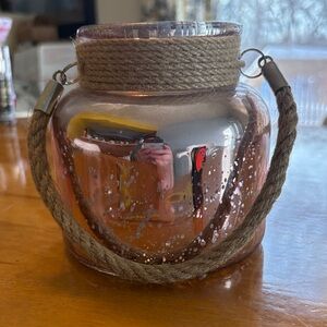 Rustic Glass Lantern with Rope Handle